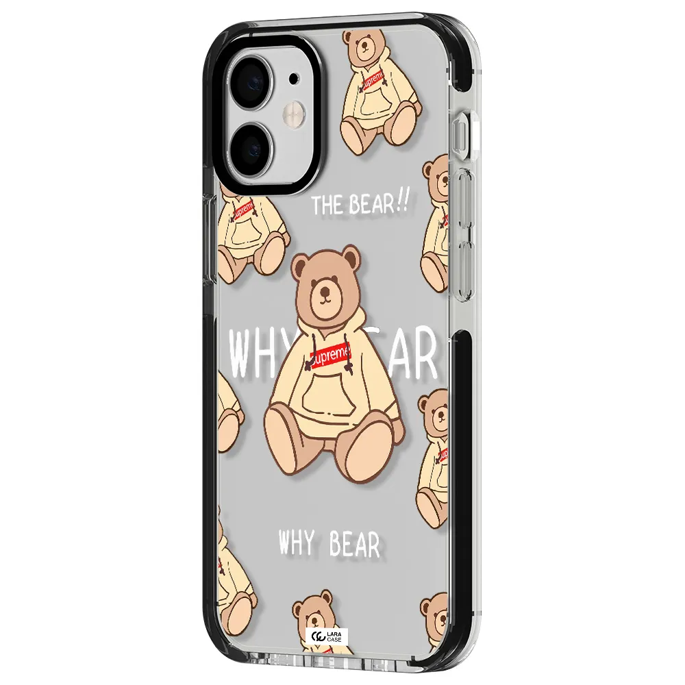 a pattern of a teddy bear Apple iPhone 12 mini impact black border Case