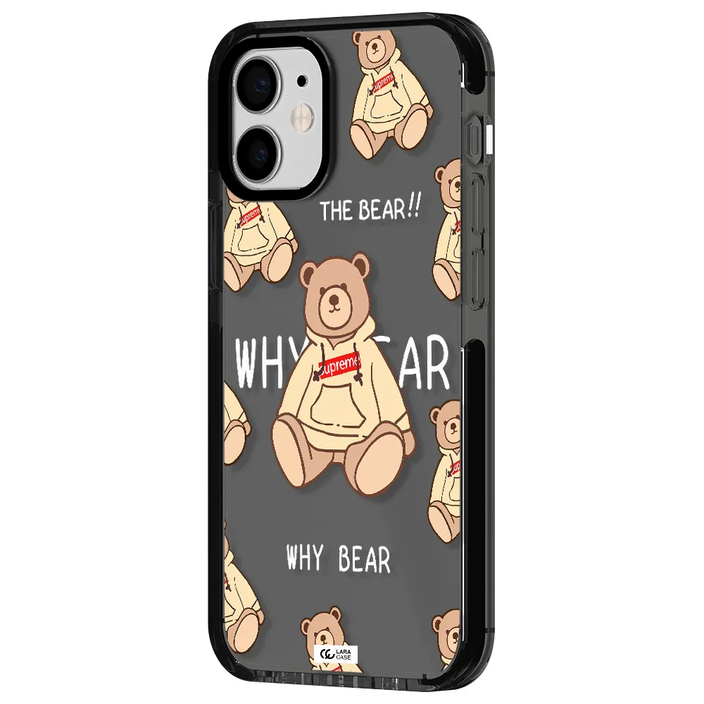 a pattern of a teddy bear Apple iPhone 12 mini impact Smoke Black Case