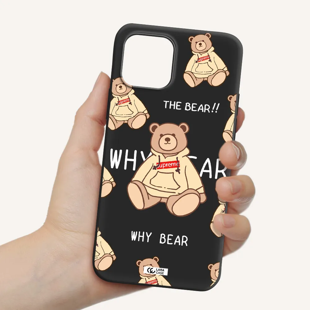 a pattern of a teddy bear Apple iPhone 12 mini Silicone black Case
