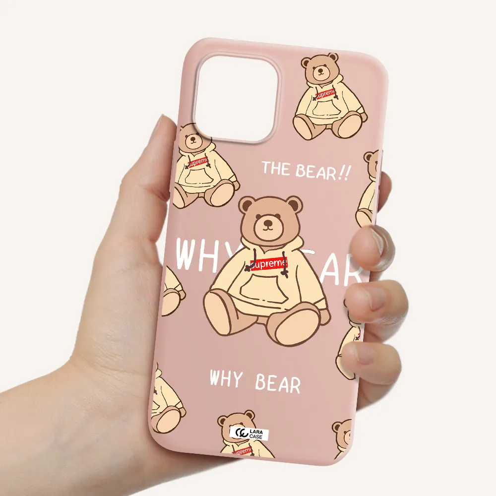 a pattern of a teddy bear Apple iPhone 12 mini Silicone pastel pink Case