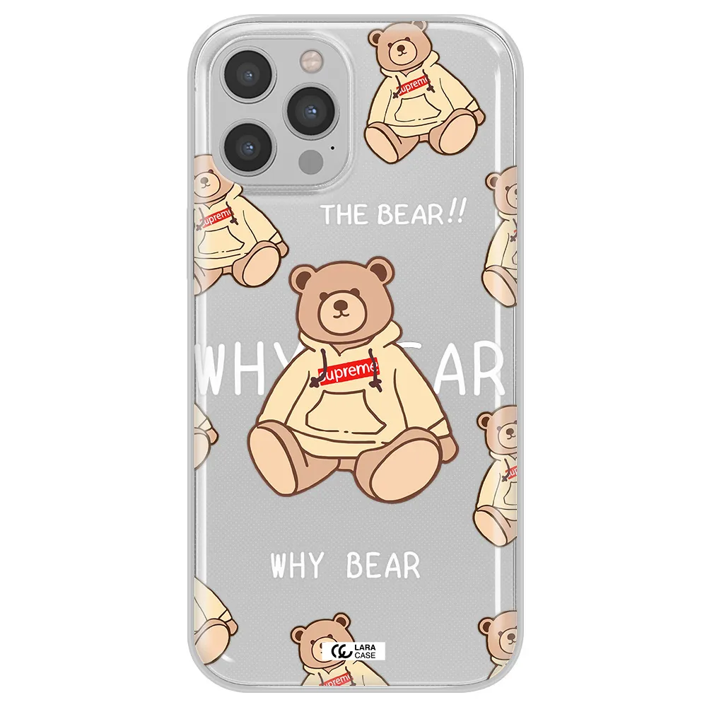 A Pattern Of A Teddy Bear Apple Iphone 12 Pro Clear Tpu Case