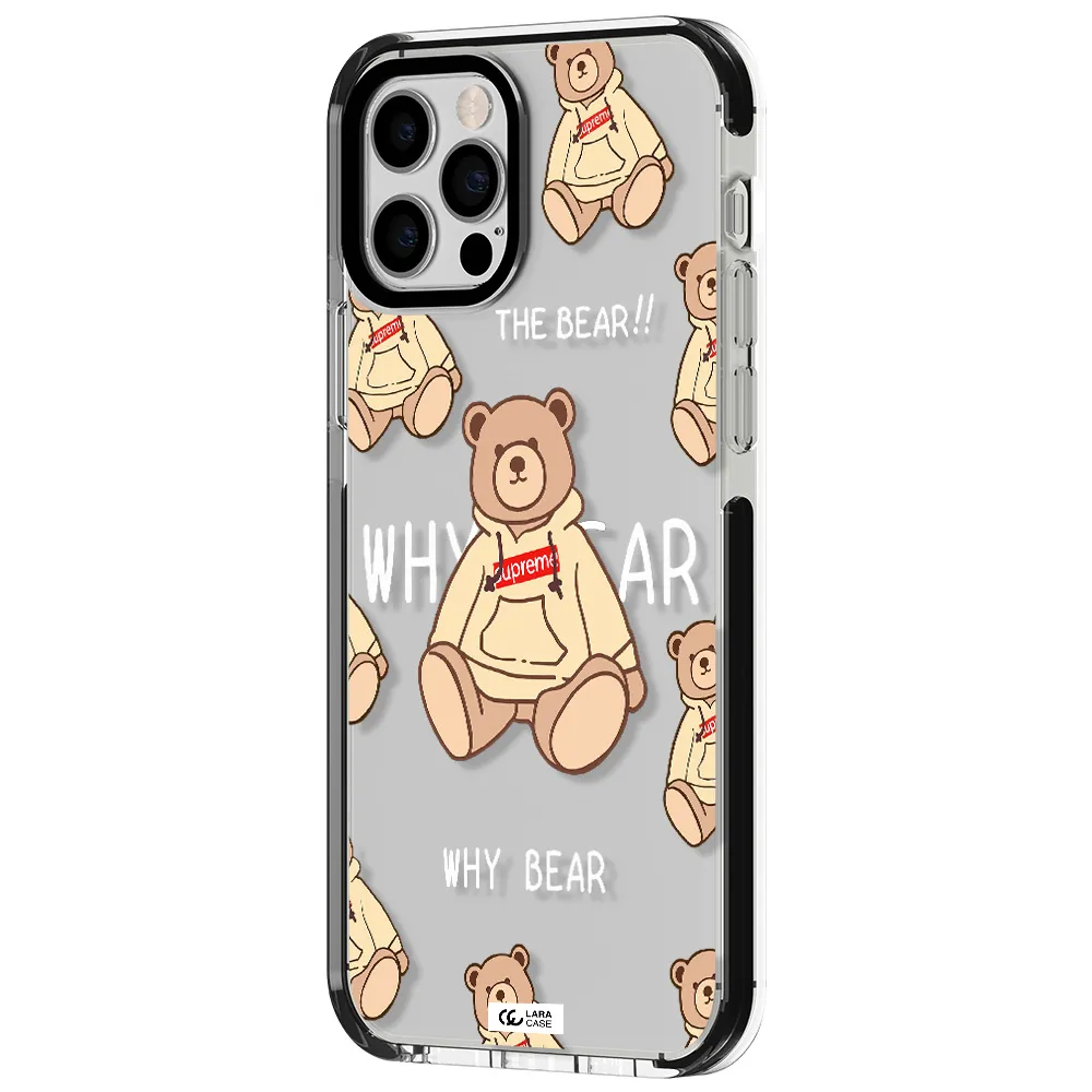 a pattern of a teddy bear Apple iPhone 12 pro impact black border Case