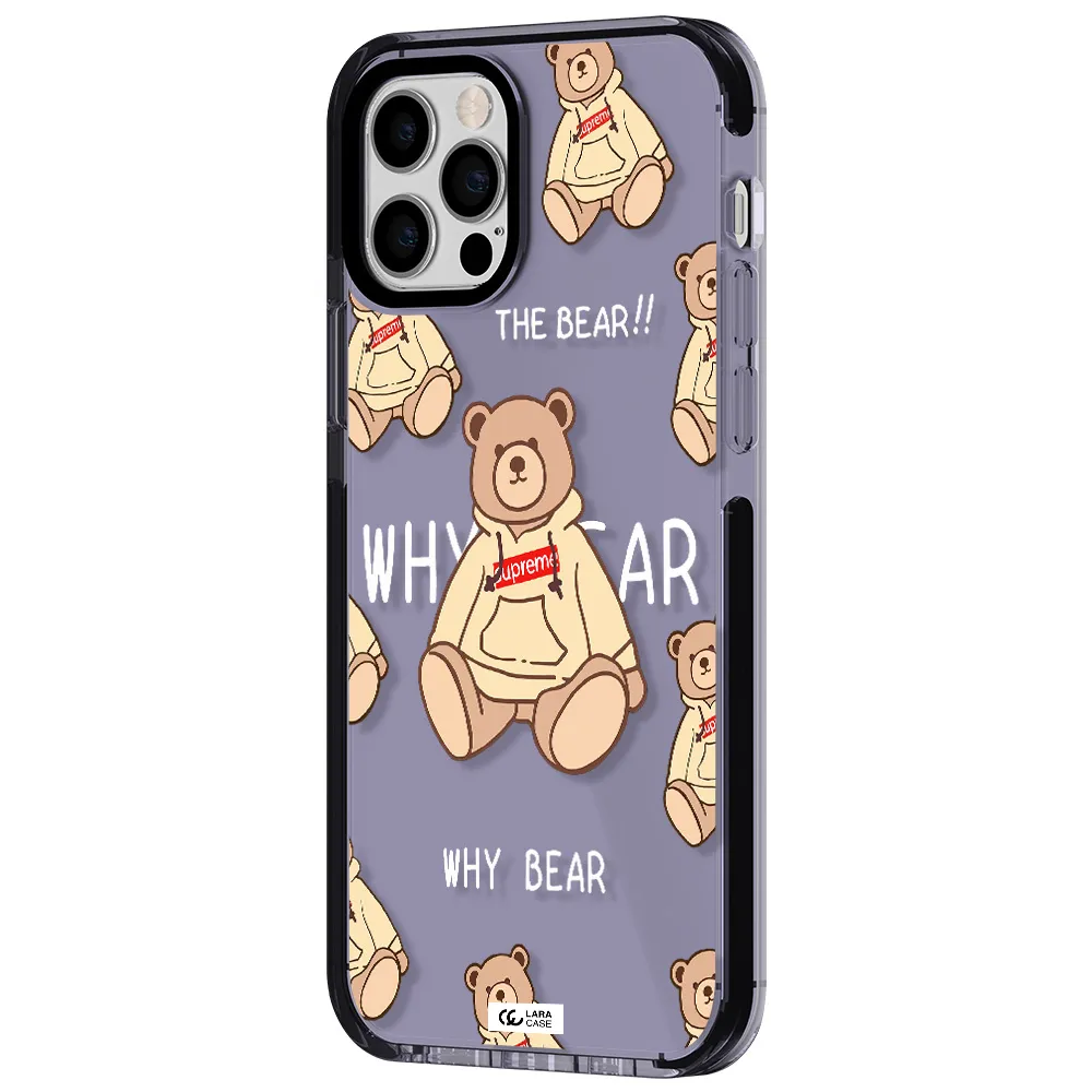 a pattern of a teddy bear Apple iPhone 12 pro impact Lilac Case