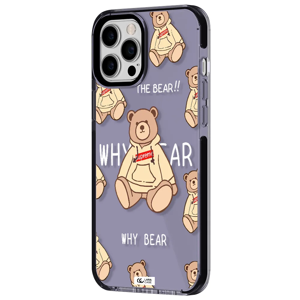 a pattern of a teddy bear Apple iPhone 12 pro max impact Lilac Case