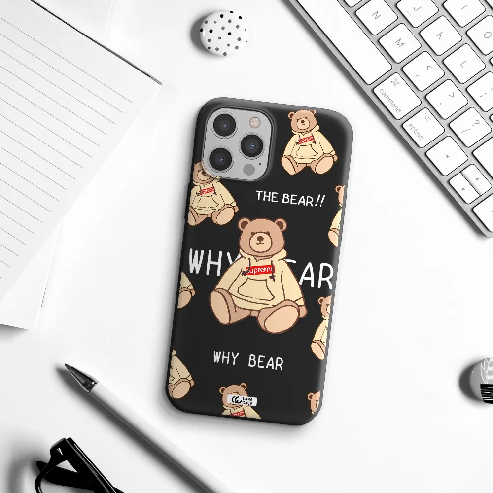 a pattern of a teddy bear Apple iPhone 12 pro max Silicone black Case