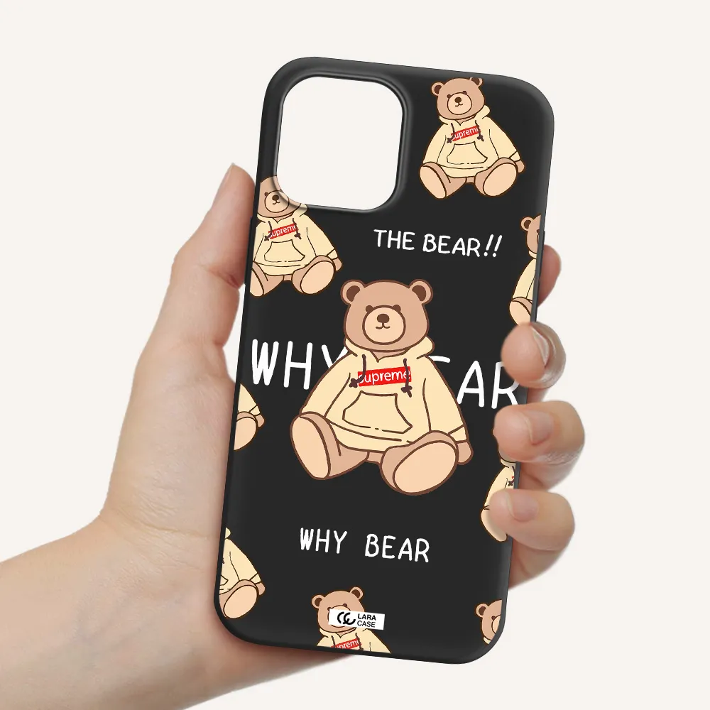 a pattern of a teddy bear Apple iPhone 12 pro Silicone black Case