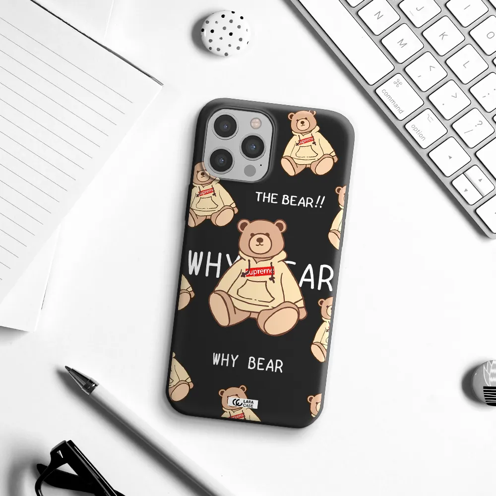 a pattern of a teddy bear Apple iPhone 12 pro Silicone black Case