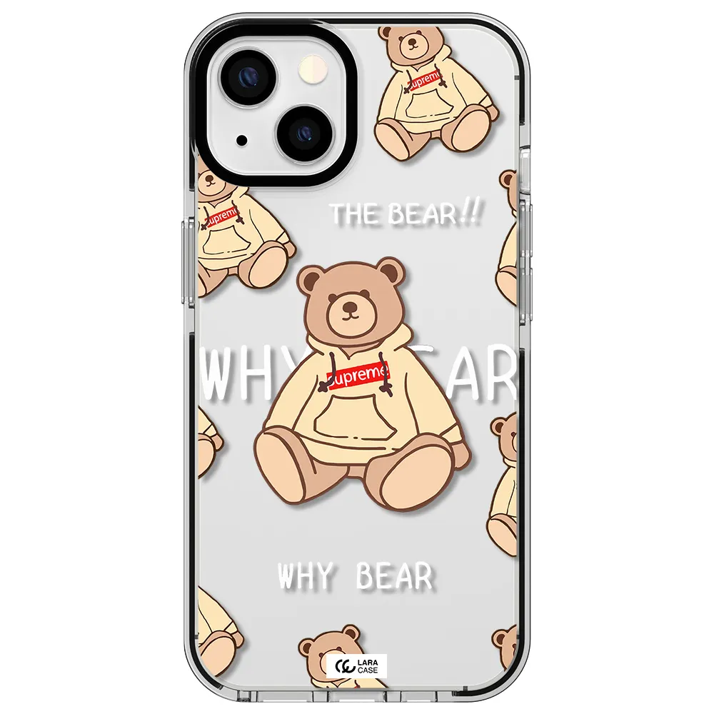 a pattern of a teddy bear Apple iPhone 13 impact black border Case