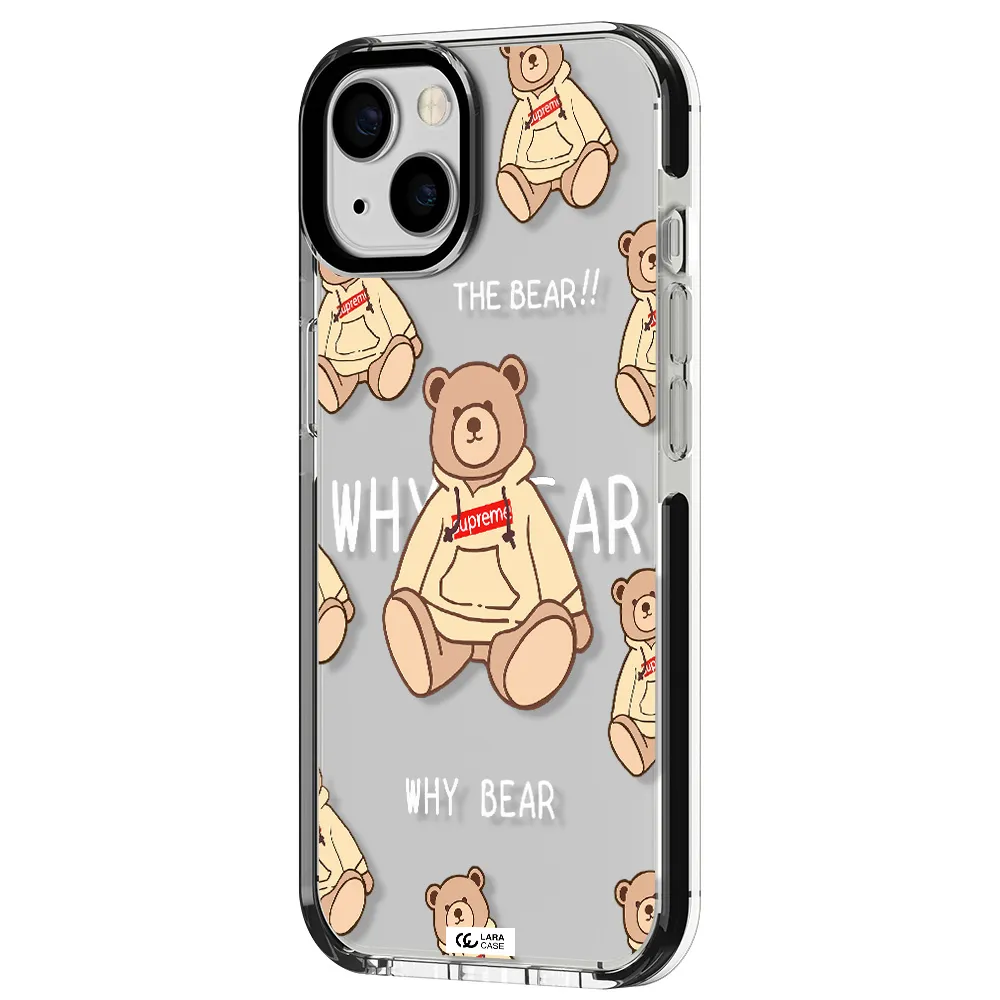 a pattern of a teddy bear Apple iPhone 13 impact black border Case
