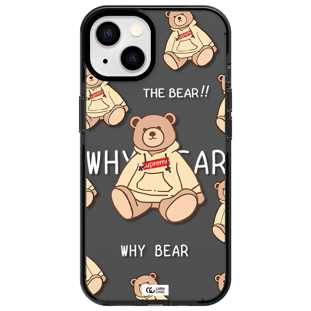 a pattern of a teddy bear Apple iPhone 13 impact Smoke Black Case