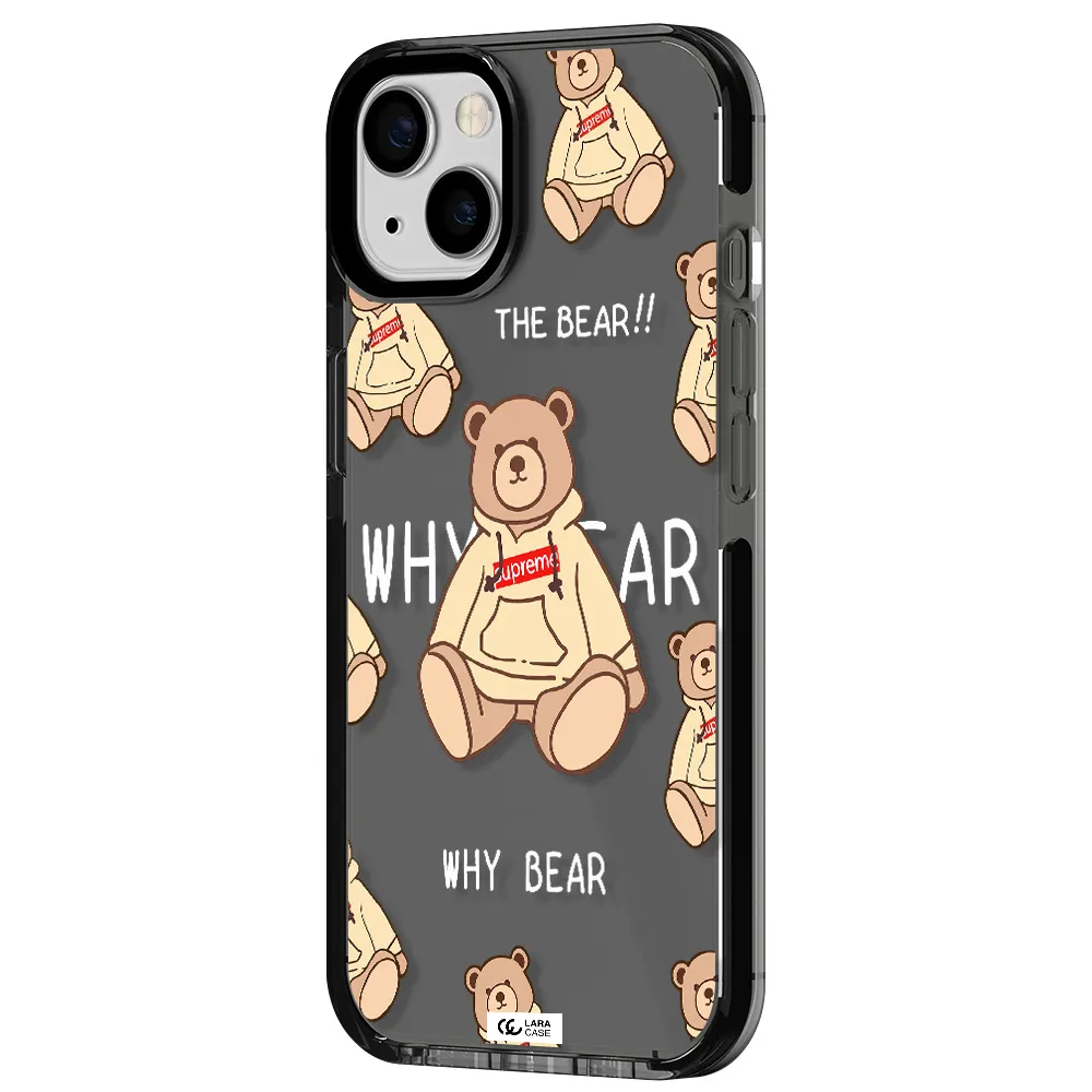 a pattern of a teddy bear Apple iPhone 13 impact Smoke Black Case