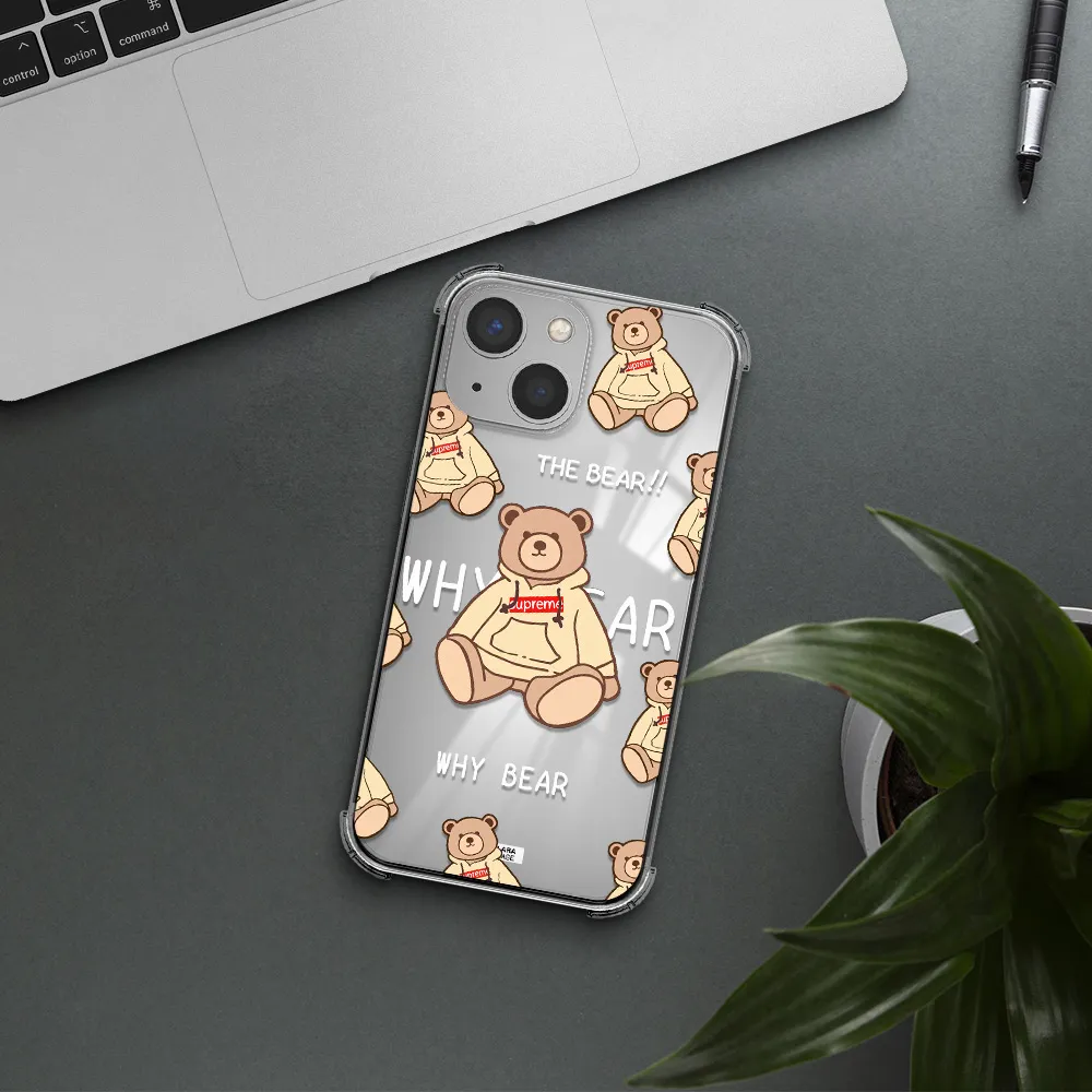 a pattern of a teddy bear Apple iPhone 13 mini Clear PC Case