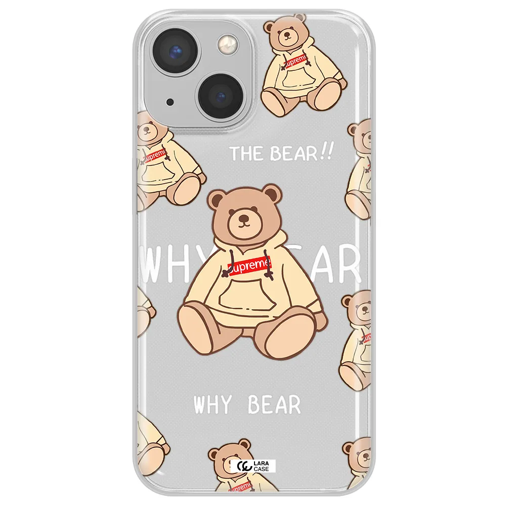 A Pattern Of A Teddy Bear Apple Iphone 13 Mini Clear Tpu Case