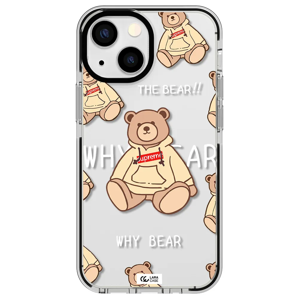 a pattern of a teddy bear Apple iPhone 13 mini impact black border Case