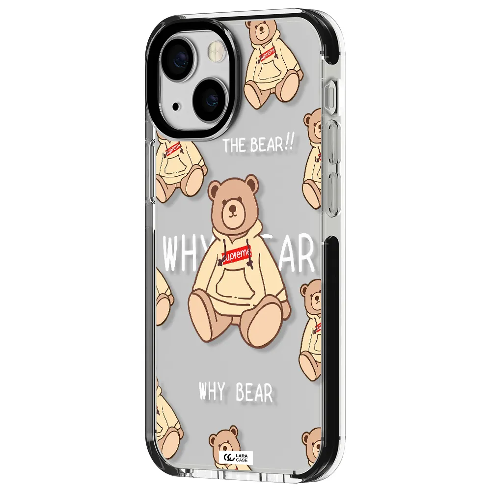 a pattern of a teddy bear Apple iPhone 13 mini impact black border Case