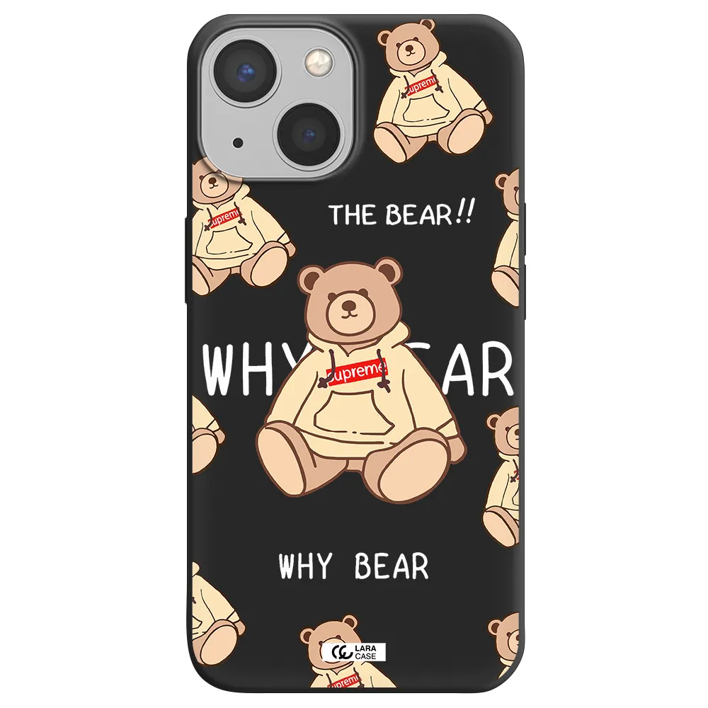 a pattern of a teddy bear Apple iPhone 13 mini Silicone black Case