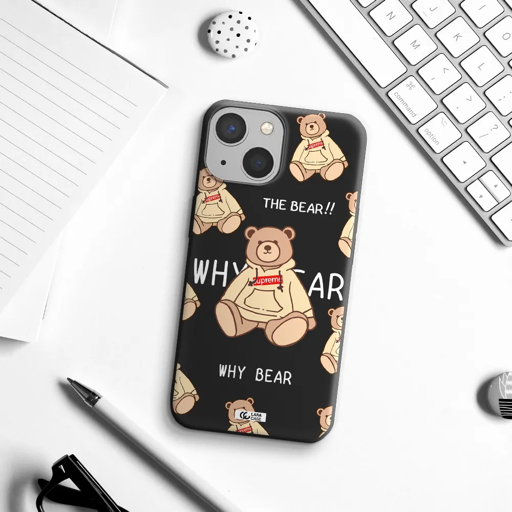 a pattern of a teddy bear Apple iPhone 13 mini Silicone black Case