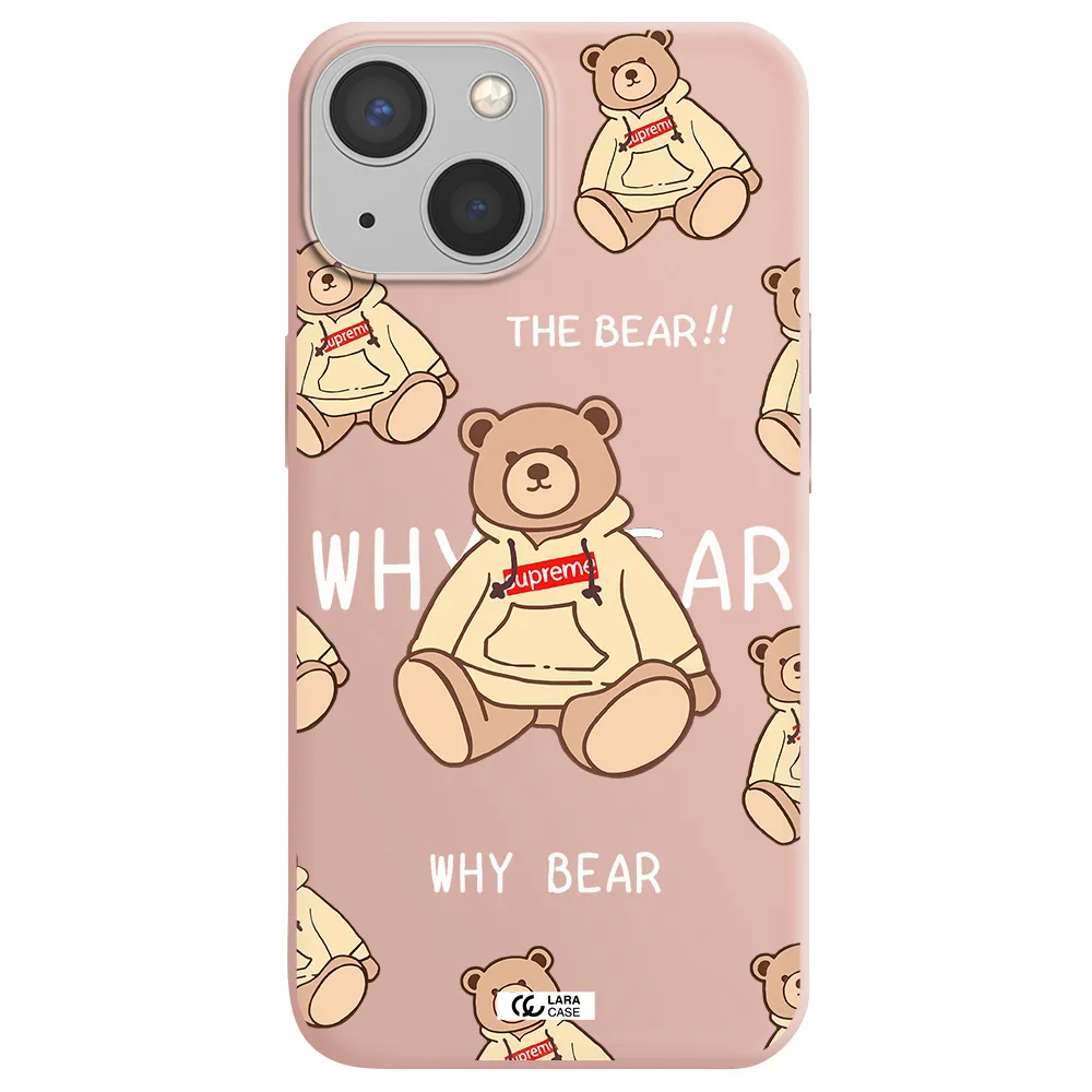 a pattern of a teddy bear Apple iPhone 13 mini Silicone pastel pink Case