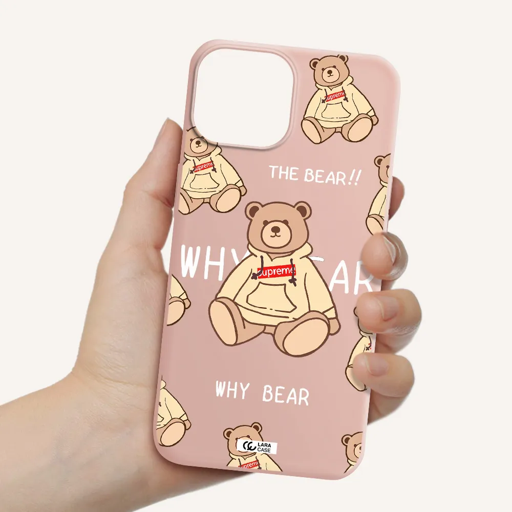 a pattern of a teddy bear Apple iPhone 13 mini Silicone pastel pink Case