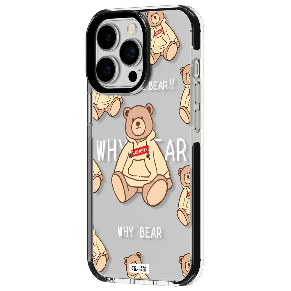 a pattern of a teddy bear Apple iPhone 13 Pro impact black border Case