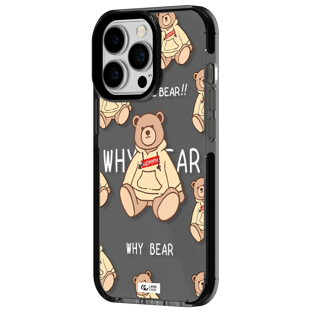 a pattern of a teddy bear Apple iPhone 13 Pro impact Smoke Black Case