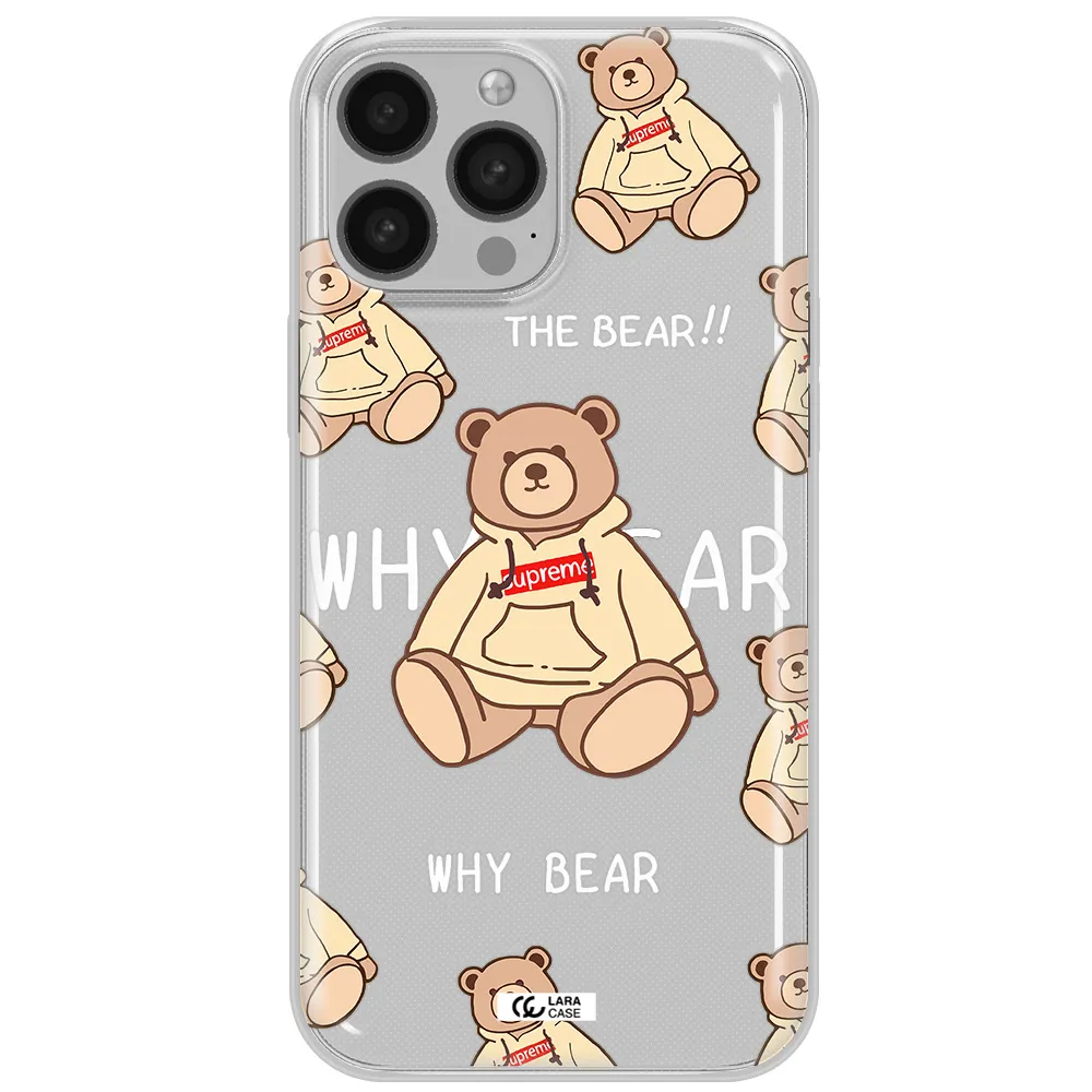 A Pattern Of A Teddy Bear Apple Iphone 13 Pro Max Clear Tpu Case
