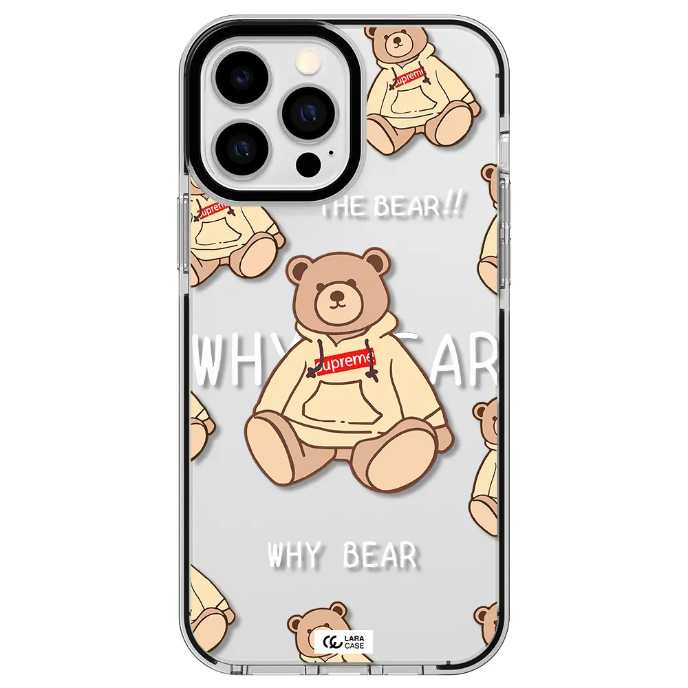 a pattern of a teddy bear Apple iPhone 13 Pro Max impact black border Case