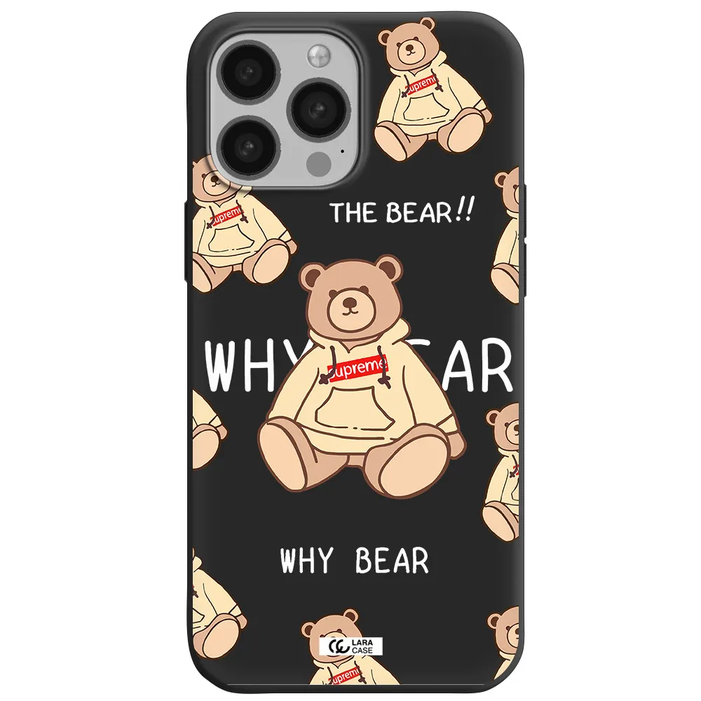 a pattern of a teddy bear Apple iPhone 13 Pro Max Silicone black Case