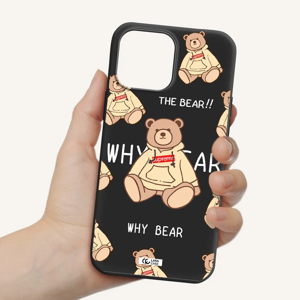a pattern of a teddy bear Apple iPhone 13 Pro Max Silicone black Case