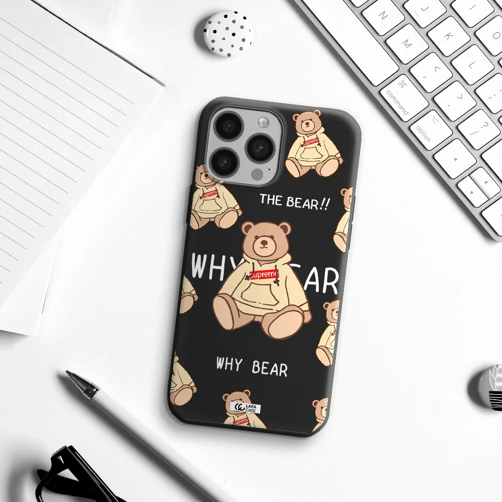 a pattern of a teddy bear Apple iPhone 13 Pro Max Silicone black Case