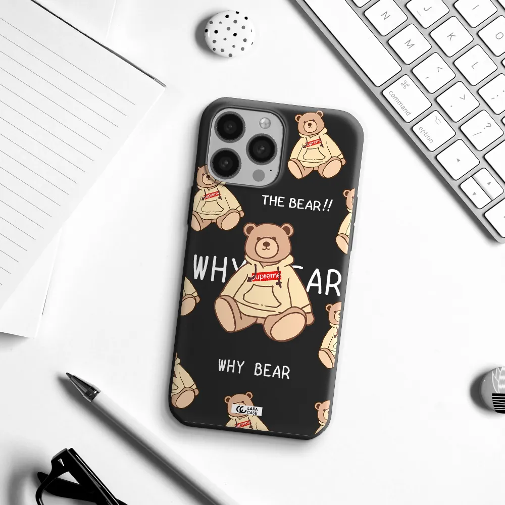 a pattern of a teddy bear Apple iPhone 13 Pro Silicone black Case