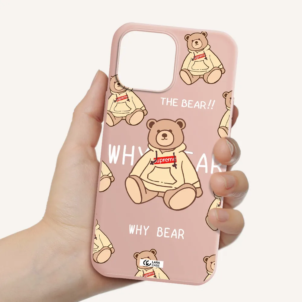 a pattern of a teddy bear Apple iPhone 13 Pro Silicone pastel pink Case