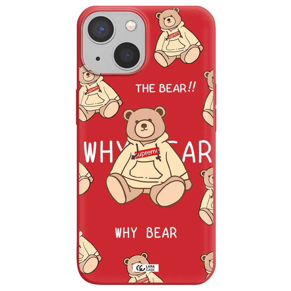 a pattern of a teddy bear Apple iPhone 13 Silicone Imperial Red Case