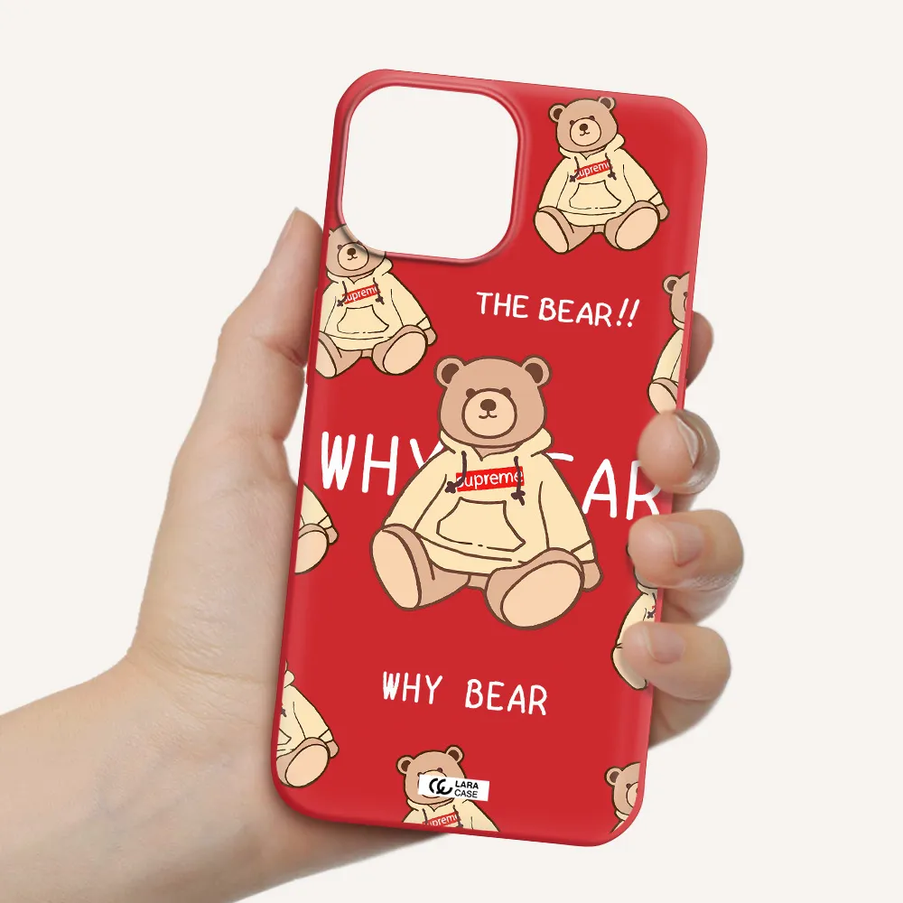 a pattern of a teddy bear Apple iPhone 13 Silicone Imperial Red Case
