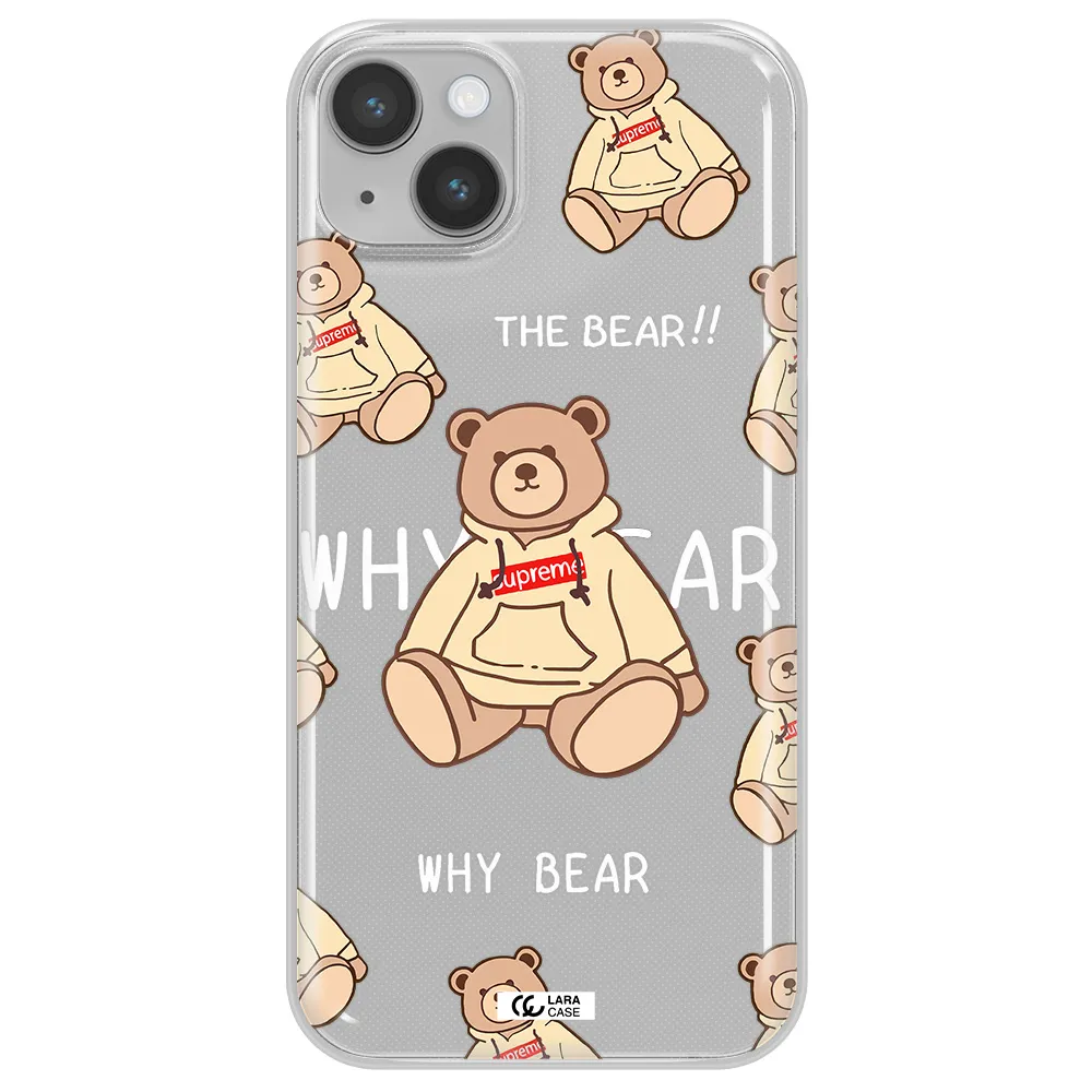 A Pattern Of A Teddy Bear Apple Iphone 14 Clear Tpu Case