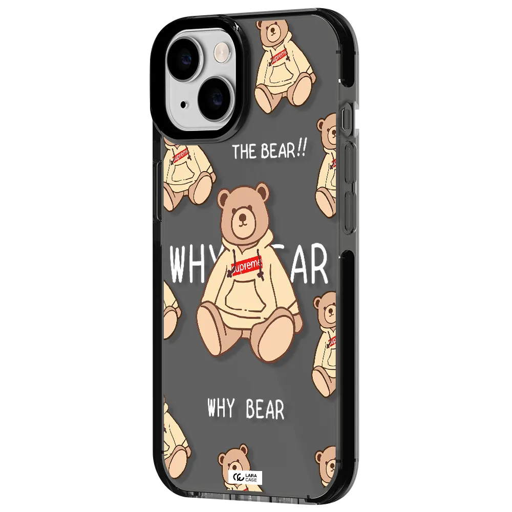 a pattern of a teddy bear Apple iPhone 14 impact Smoke Black Case