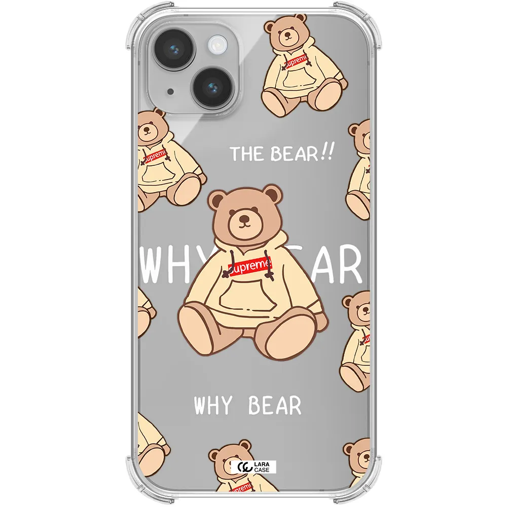 a pattern of a teddy bear Apple iPhone 14 plus Clear PC Case
