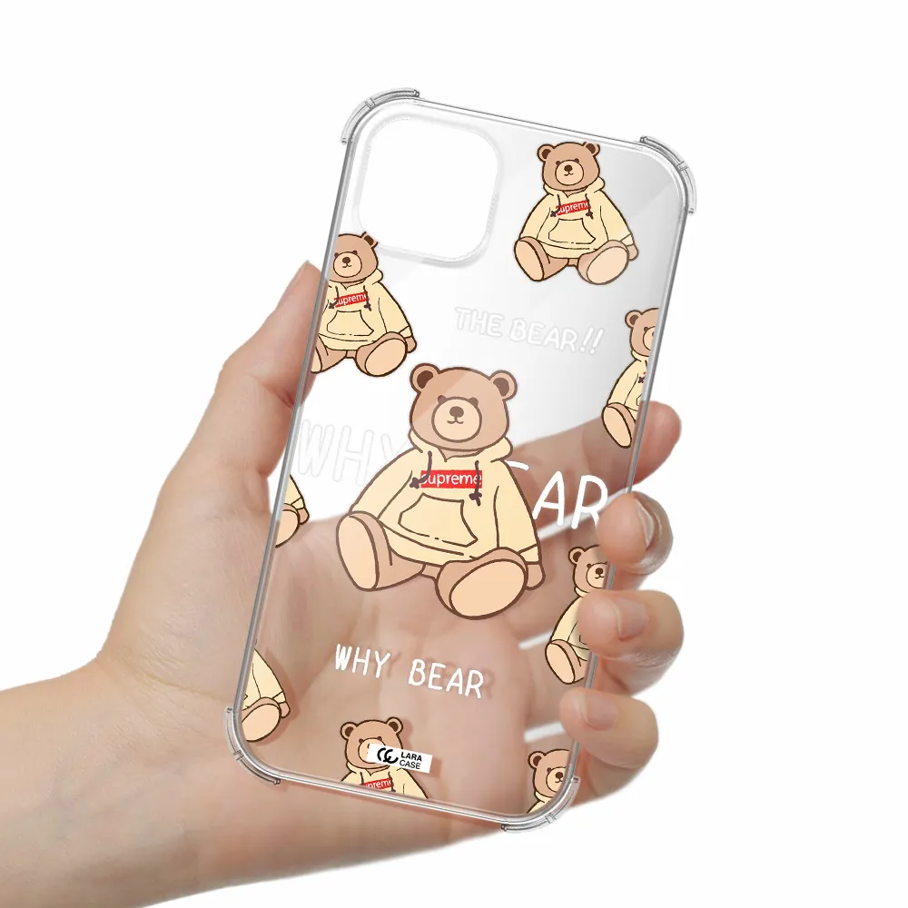 a pattern of a teddy bear Apple iPhone 14 plus Clear PC Case