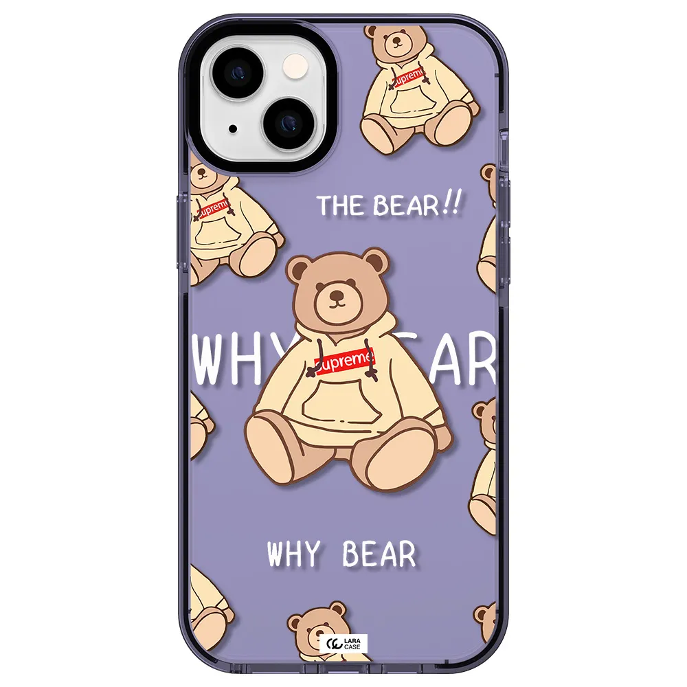 a pattern of a teddy bear Apple iPhone 14 plus impact Lilac Case