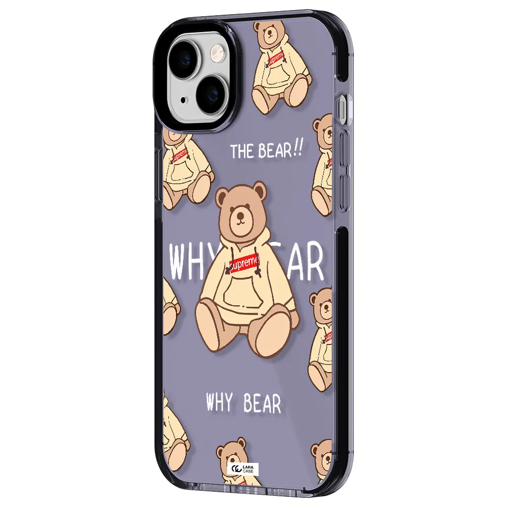 a pattern of a teddy bear Apple iPhone 14 plus impact Lilac Case