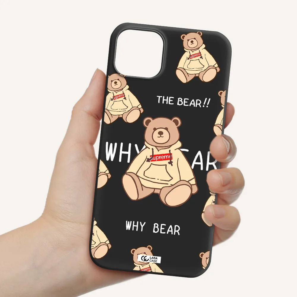 a pattern of a teddy bear Apple iPhone 14 plus Silicone black Case
