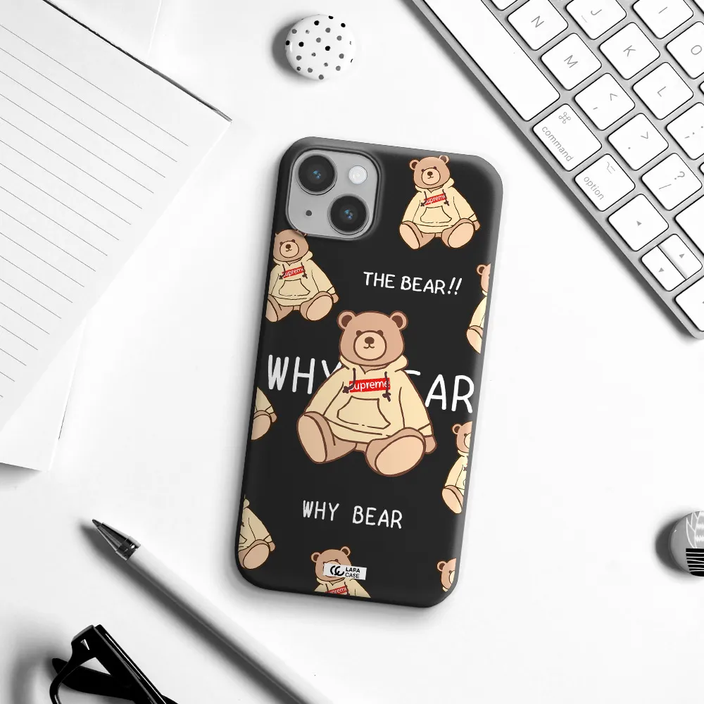 a pattern of a teddy bear Apple iPhone 14 plus Silicone black Case