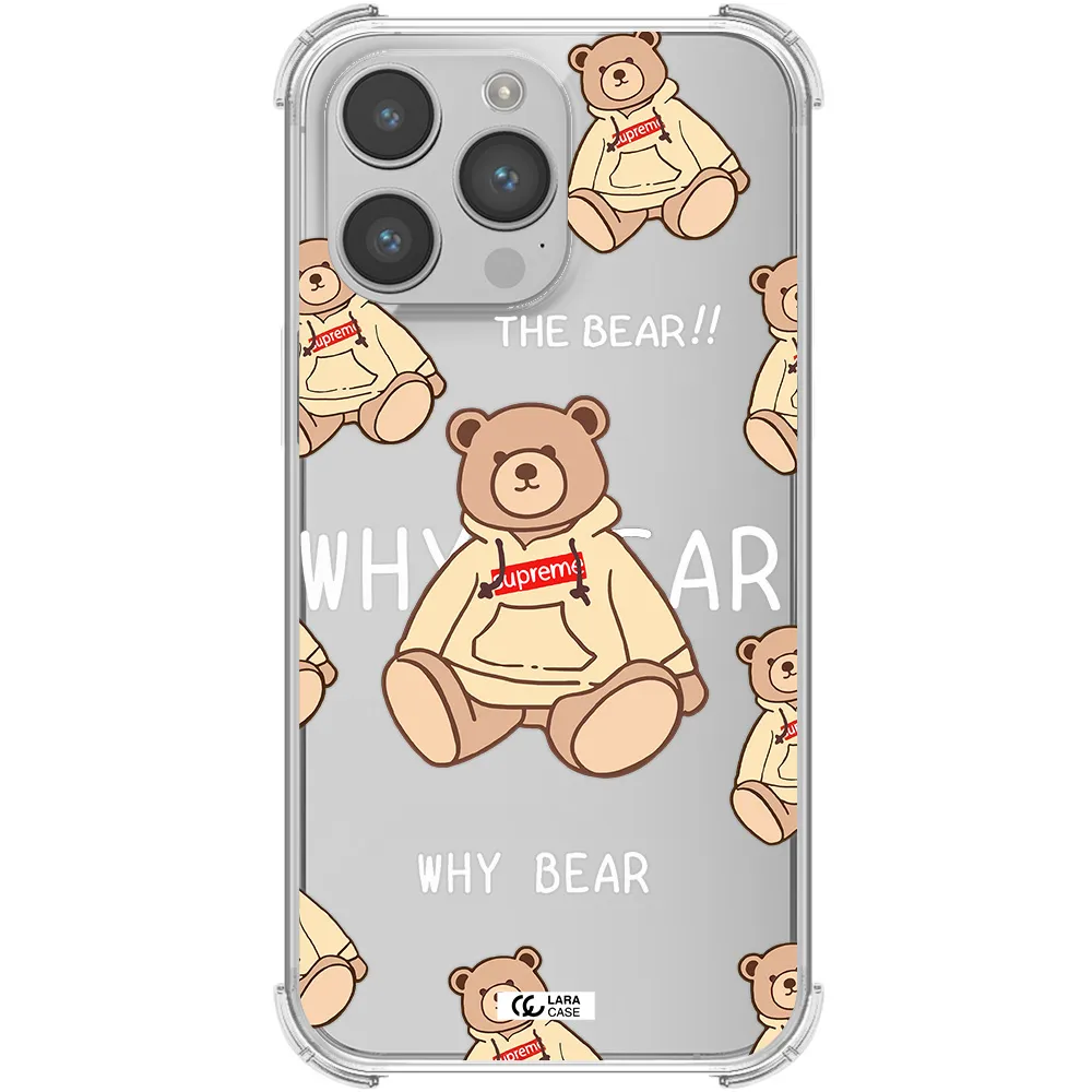 a pattern of a teddy bear Apple iPhone 14 pro Clear PC Case