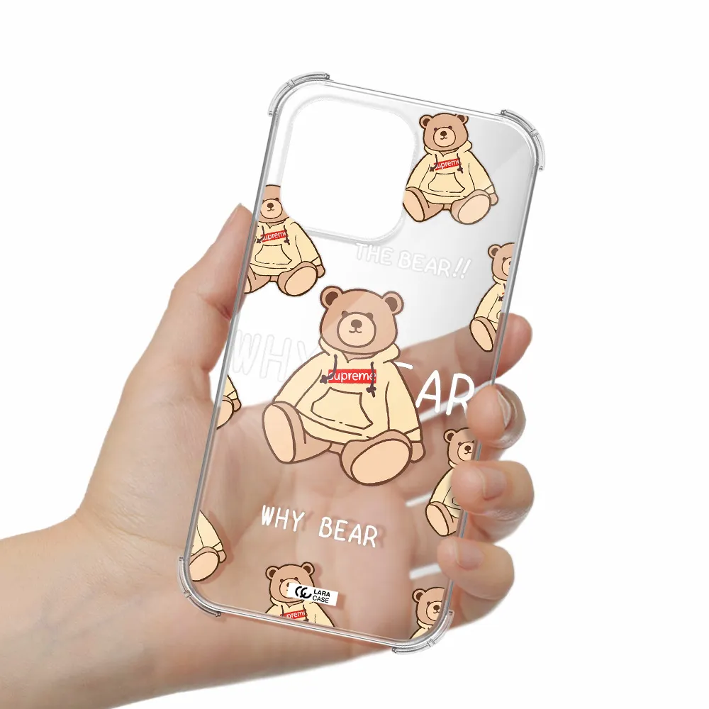 a pattern of a teddy bear Apple iPhone 14 pro Clear PC Case