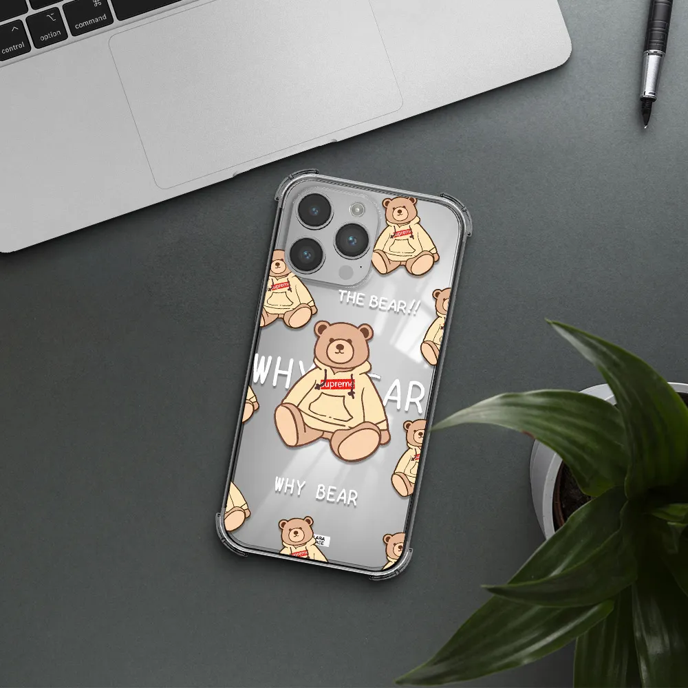 a pattern of a teddy bear Apple iPhone 14 pro Clear PC Case