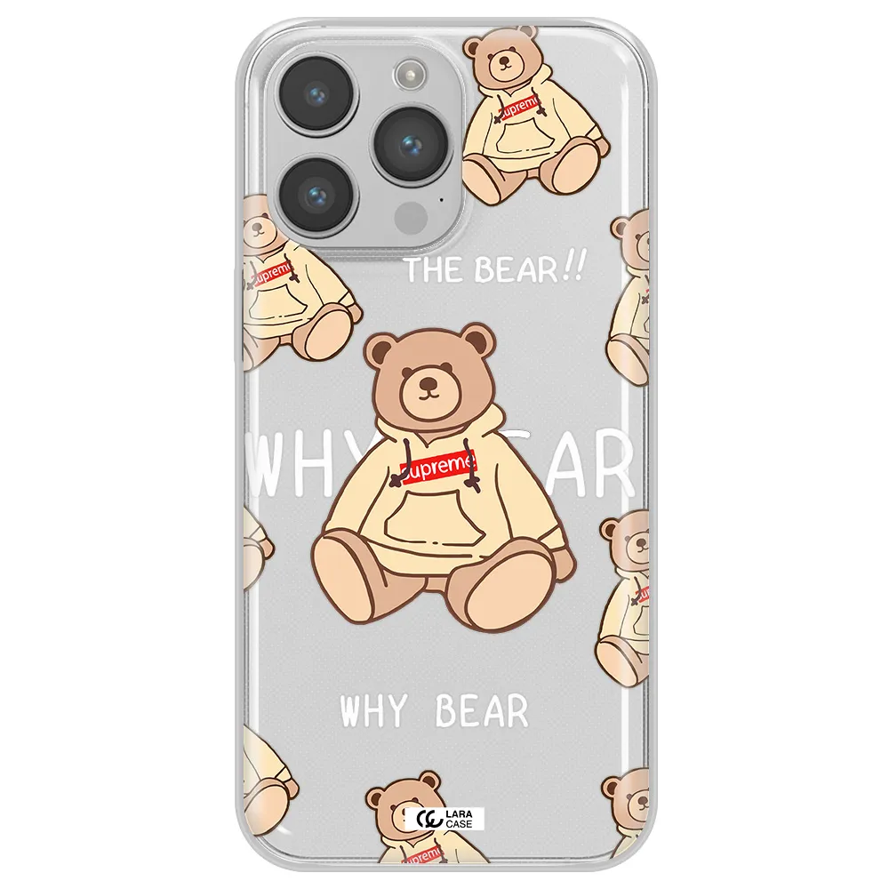 A Pattern Of A Teddy Bear Apple Iphone 14 Pro Clear Tpu Case