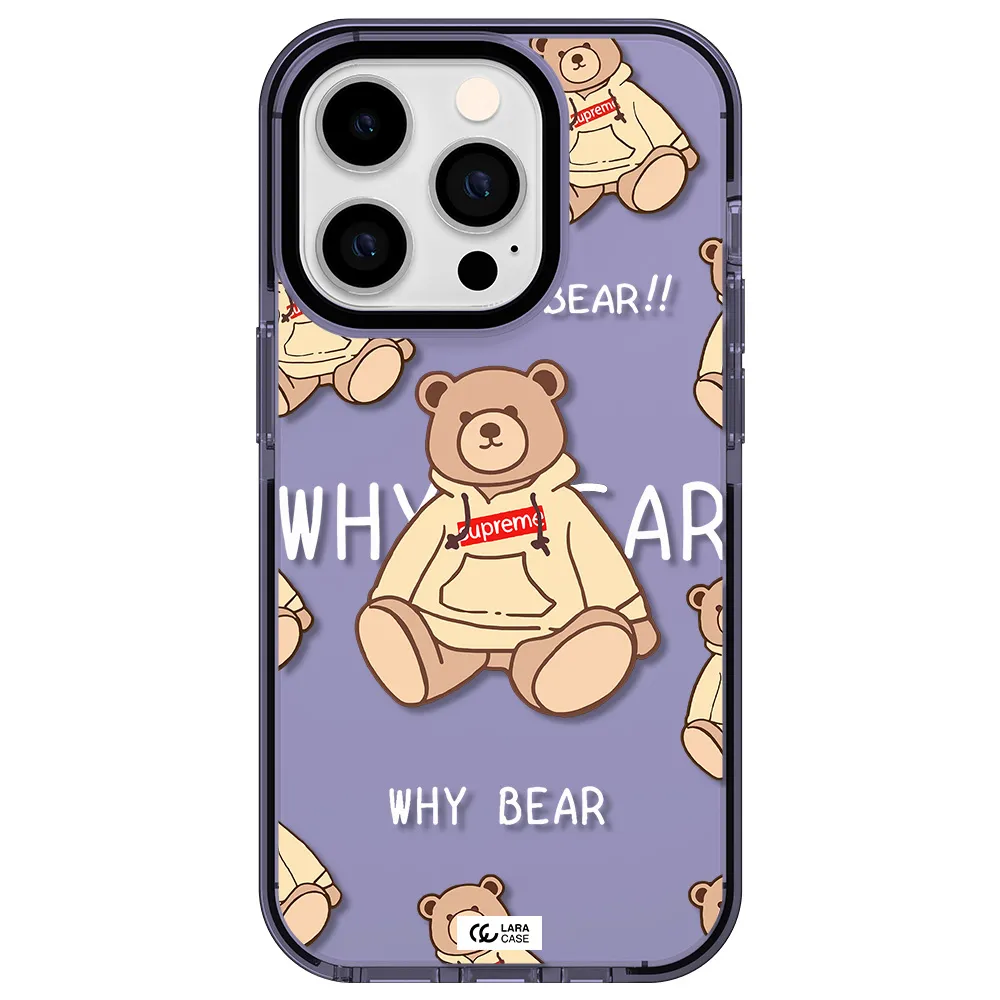 a pattern of a teddy bear Apple iPhone 14 pro impact Lilac Case