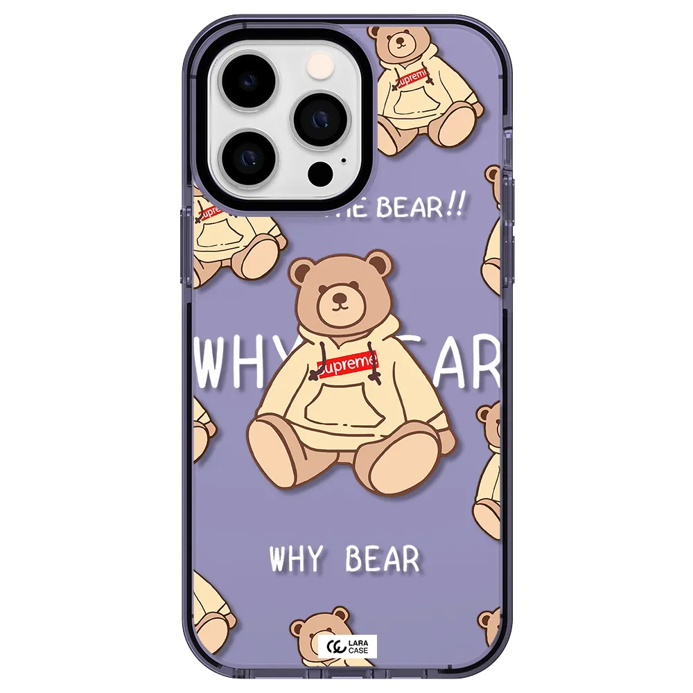 a pattern of a teddy bear Apple iPhone 14 pro max impact Lilac Case