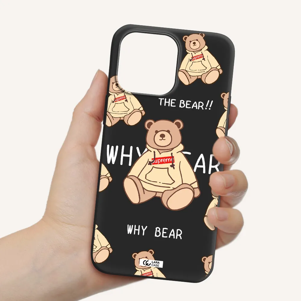 a pattern of a teddy bear Apple iPhone 14 pro max Silicone black Case