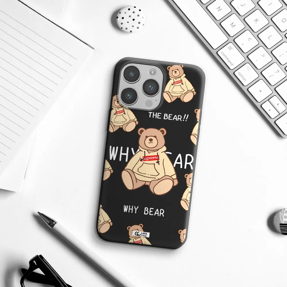 a pattern of a teddy bear Apple iPhone 14 pro Silicone black Case